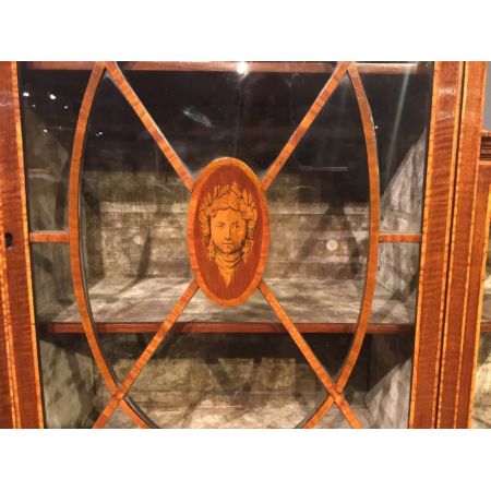 Edwardianische antike Sheraton Revival Vitrine Mahagoni britisch ca 1900