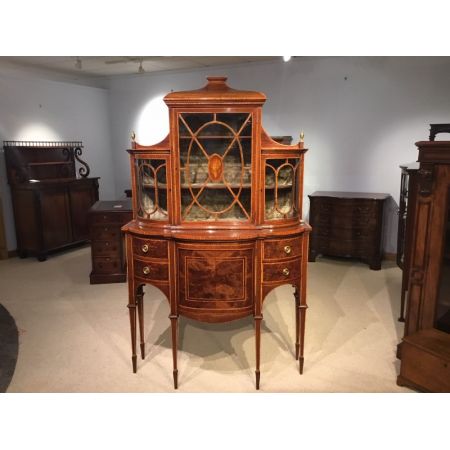 Edwardianische antike Sheraton Revival Vitrine Mahagoni britisch ca 1900