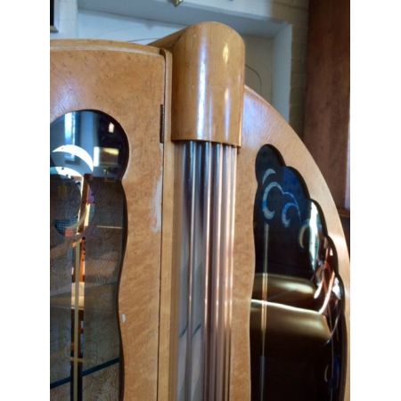 Antike Art Deco Nussbaum Ahorn Vitrine britisch ca 1920