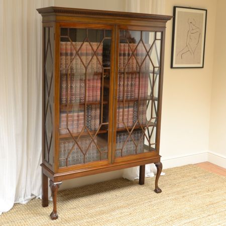 Edwardianische antike Mahagoni Vitrine Bücherschrank britisch ca 1900