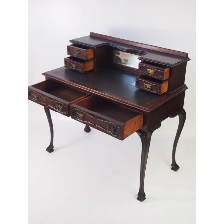 Viktorianischer antiker Mahagoni Schreibtisch britisch ca 1850