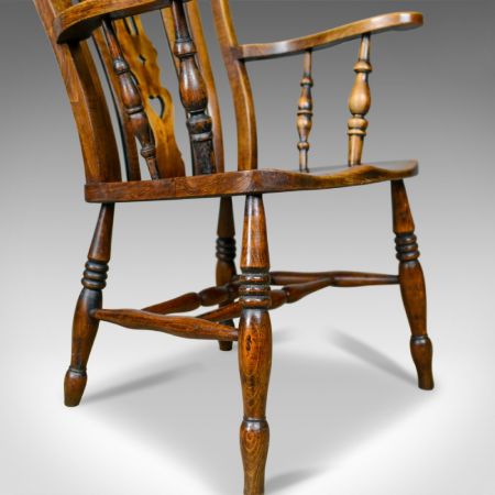 Edwardianischer antiker Windsor Chair Landhaus Stuhl Eiche ca 1910