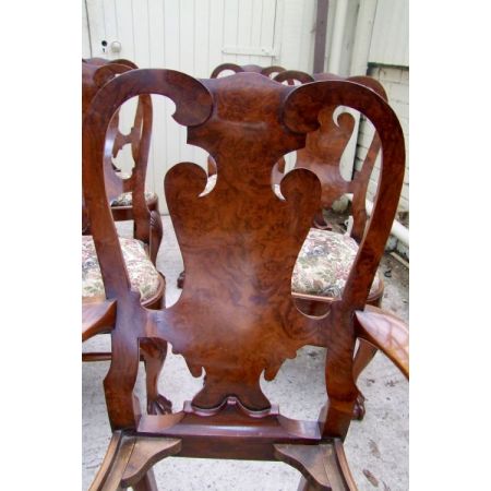 Antike englische Queen Anne Esszimmer Stühle Mahagoni 1930