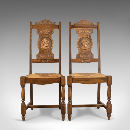 Antike englische Landhaus Stühle Eiche Küchenstühle ca 1910