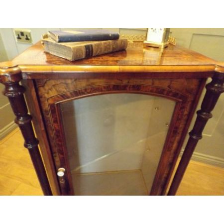 Antike englische Nussbaum Vitrine ca 1860