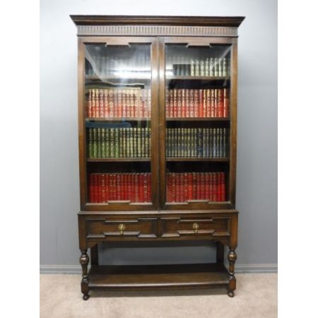 Edwardianischer antiker Eichen Bücherschrank britisch ca 1910