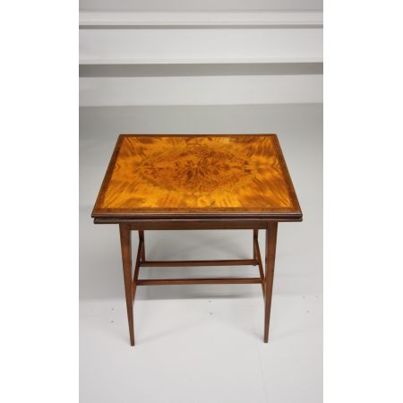 Antiker Englischer Satinholz Intarsien Spieltisch ca. 19. Jh.