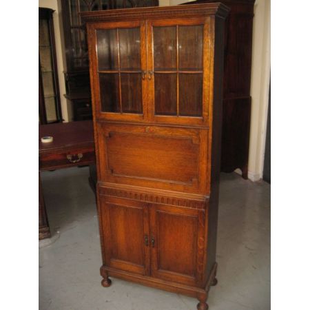 Antiker Bureau Bookcase Eiche Bücherschrank Aufsatzsekretär britisch ca 1920