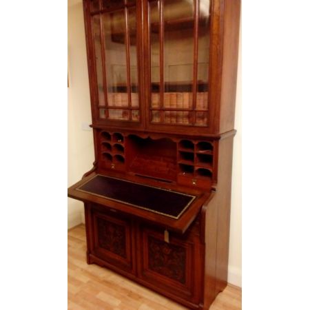 Viktorianischer Arts & Crafts Mahagoni Bücherschrank antik englisch ca 1894