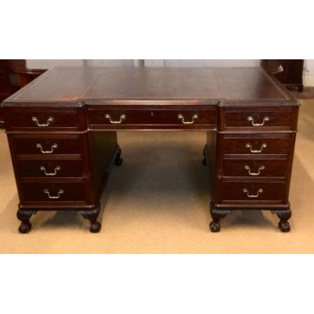 Edwardianischer englischer Mahagoni Schreibtisch antik ca 1890