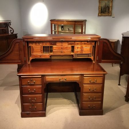 Edwardianischer antiker Mahagoni Schreibtisch englisch ca 1890