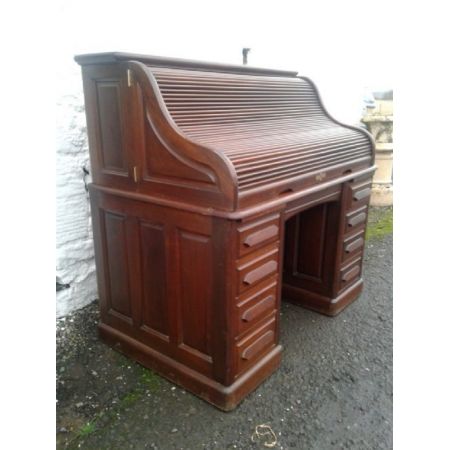 Viktorianischer antiker Mahagoni Schreibtisch Rolltop englisch ca 1850