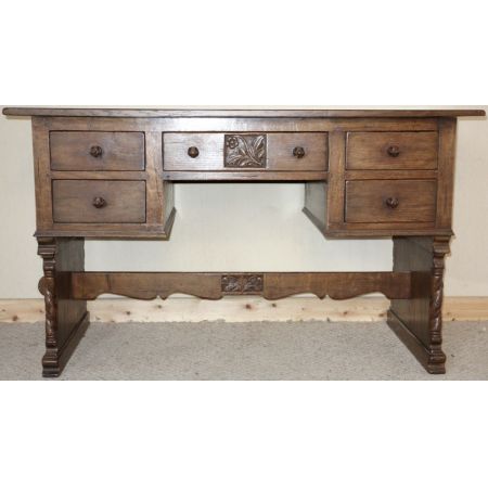 Antiker englischer Schreibtisch Eiche Ahorn ca 1930