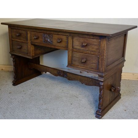 Antiker englischer Schreibtisch Eiche Ahorn ca 1930