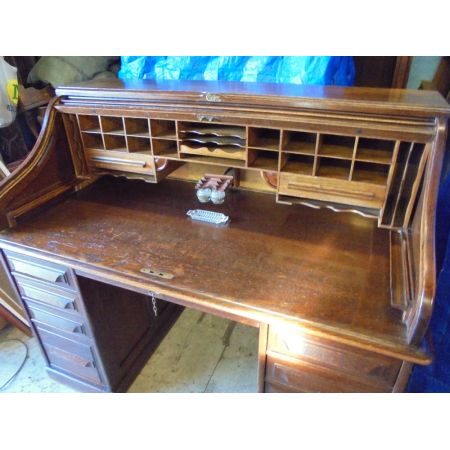 Antiker englischer Eichen Rolltop Schreibtisch ca 1910