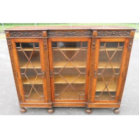 Antiker britischer Bücherschrank Eiche Vitrine ca 1920