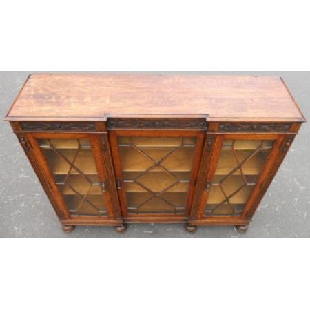 Antiker britischer Bücherschrank Eiche Vitrine ca 1920