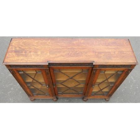 Antiker britischer Bücherschrank Eiche Vitrine ca 1920