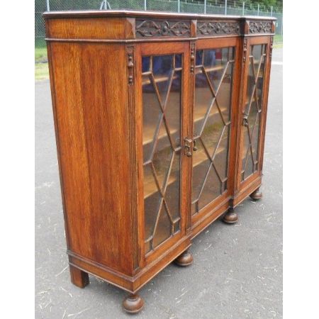 Antiker britischer Bücherschrank Eiche Vitrine ca 1920