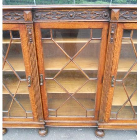 Antiker britischer Bücherschrank Eiche Vitrine ca 1920