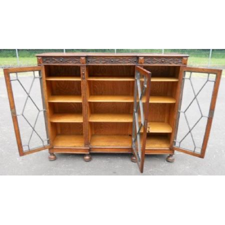 Antiker britischer Bücherschrank Eiche Vitrine ca 1920