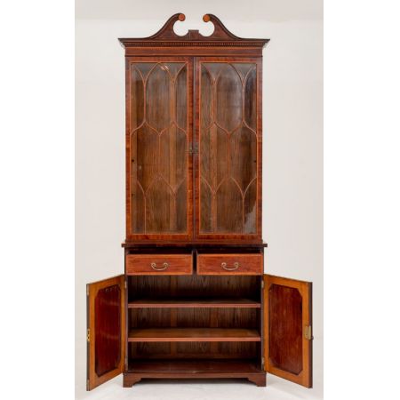 Englisches Sheraton Revival Mahagoni Bücherschrank antik ca 1880