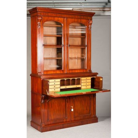 Viktorianisches britisches Mahagoni Bureau Bookcase antik ca 1870