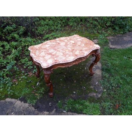 Antiker britischer Mahagoni Sofatisch Marmor Kaffeetisch ca 1930