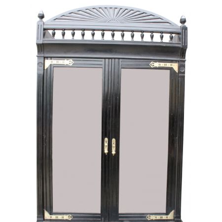 Viktorianischer antiker Bücherschrank Massivholz britisch ebonisiert ca 1850