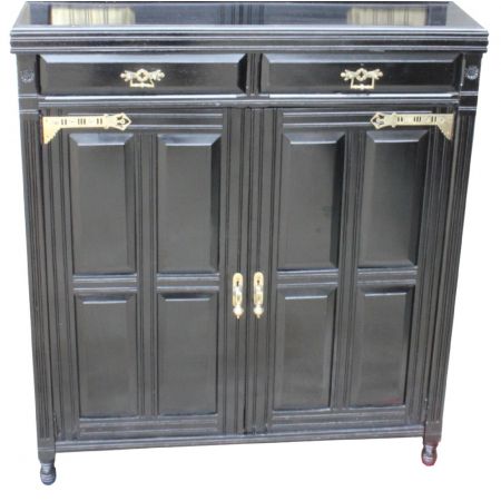 Viktorianischer antiker Bücherschrank Massivholz britisch ebonisiert ca 1850