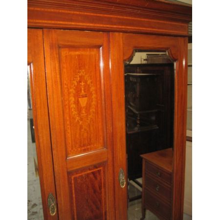 Edwardianischer antiker Mahagoni Kleiderschrank britisch ca 1890