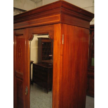 Edwardianischer antiker Mahagoni Kleiderschrank britisch ca 1890