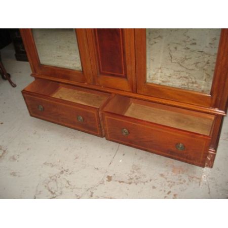 Edwardianischer antiker Mahagoni Kleiderschrank britisch ca 1890