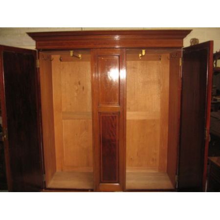 Edwardianischer antiker Mahagoni Kleiderschrank britisch ca 1890