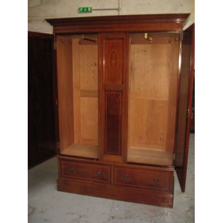 Edwardianischer antiker Mahagoni Kleiderschrank britisch ca 1890