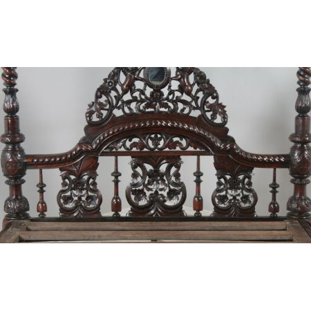Antikes viktorianisches Massivholz Himmelbett anglo-indisch ca 1870