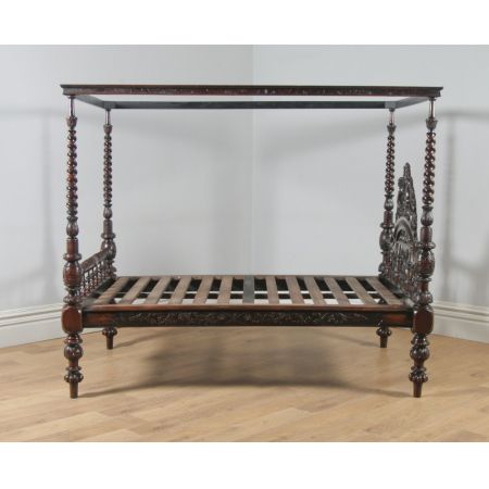 Antikes viktorianisches Massivholz Himmelbett anglo-indisch ca 1870
