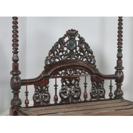 Antikes viktorianisches Massivholz Himmelbett anglo-indisch ca 1870