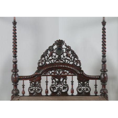 Antikes viktorianisches Massivholz Himmelbett anglo-indisch ca 1870