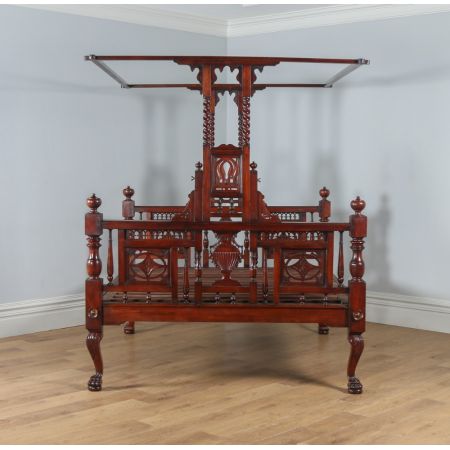 Viktorianisches antikes Mahagoni Himmelbett anglo-indisch ca 1880