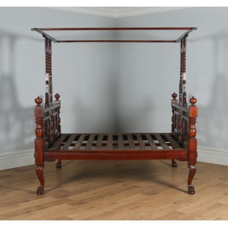 Viktorianisches antikes Mahagoni Himmelbett anglo-indisch ca 1880