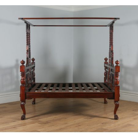 Viktorianisches antikes Mahagoni Himmelbett anglo-indisch ca 1880