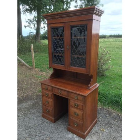 Antiker englischer Nussbaum Bücherschrank Schreibtisch ca 1880