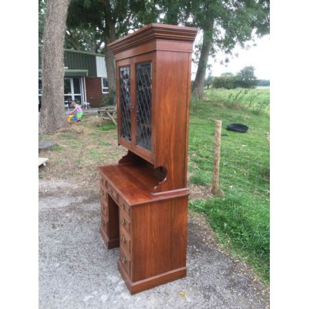 Antiker englischer Nussbaum Bücherschrank Schreibtisch ca 1880