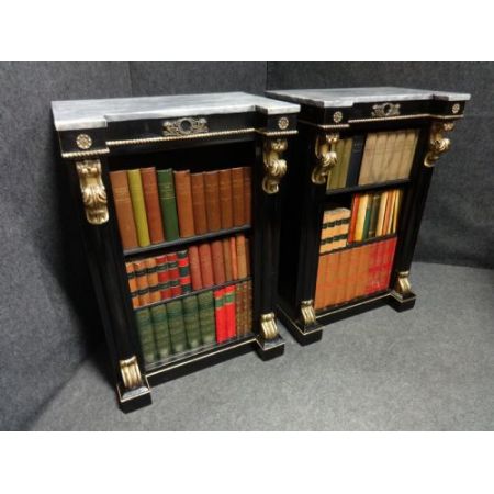 Antike französische Empire Bücherschränke ebonisiert ca 1850