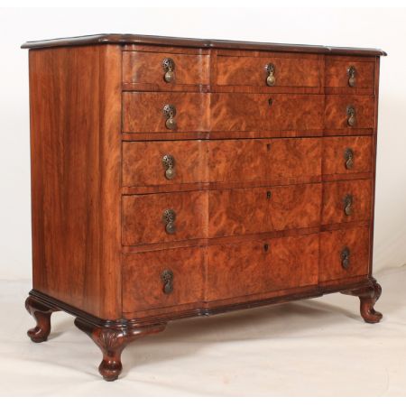 Antike britische Queen Anne Kommode Nussbaum ca 1920