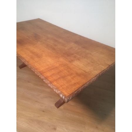 Edwardianischer antiker Eichen Esstisch britisch ca 1890