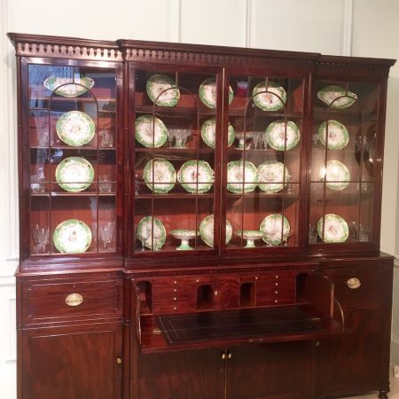 Britischer Regency Mahagoni Bücherschrank Sekretär antik ca 1820