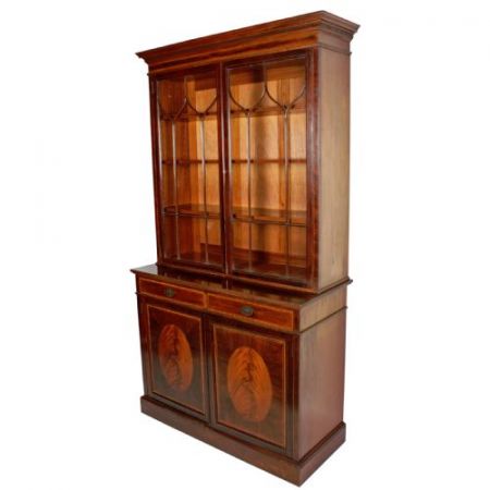 Antiker britischer Mahagoni Bücherschrank Sheraton ca 1910