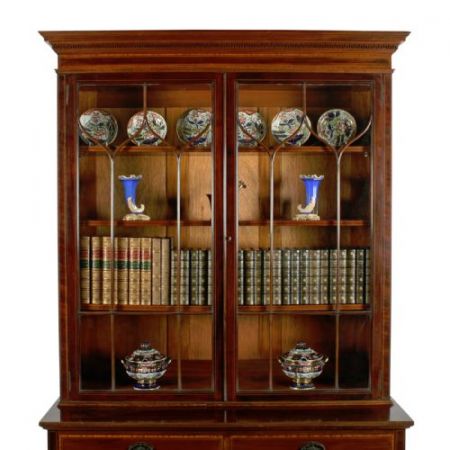 Antiker britischer Mahagoni Bücherschrank Sheraton ca 1910